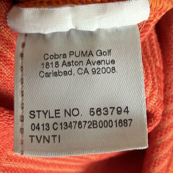 PUMA Polo Shirt Mens Medium Orange Stripes Cool Cell Golf Sport Lifestyle - Picture 4 of 16